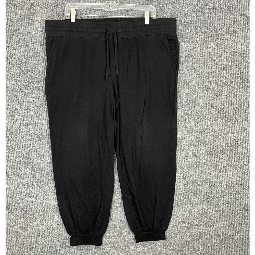 Anybody Loungewear Womens Cozy Knit Cropped Jogger Pants Size Large Petite Black